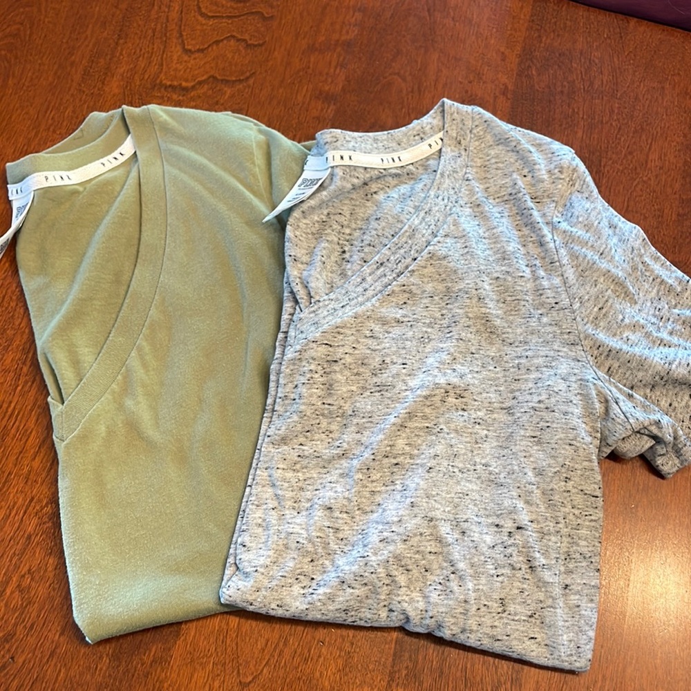 2 pink shirts
